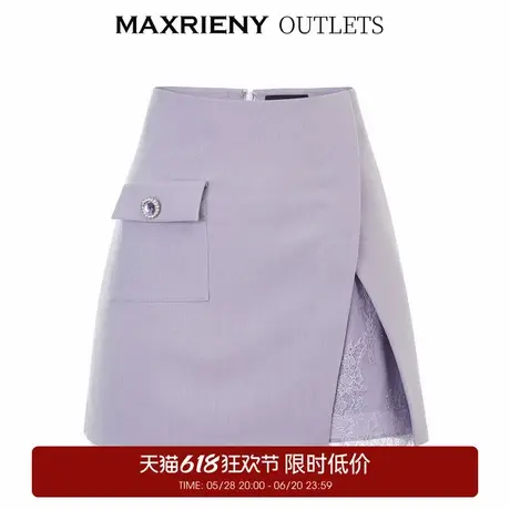【奥莱】MAXRIENY精致复古蕾丝拼接短裙A字半裙春图片
