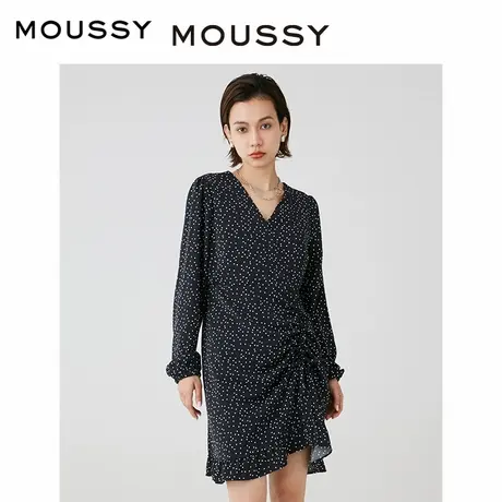 MOUSSY 夏季新品优雅淑女波点茶歇裙V领连衣裙028HS930-0040图片