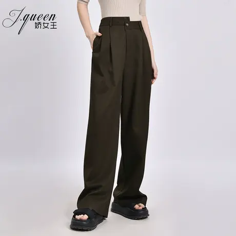 西装阔腿裤女2024春季复古高级感高腰宽松垂感休闲直筒拖地长裤子图片