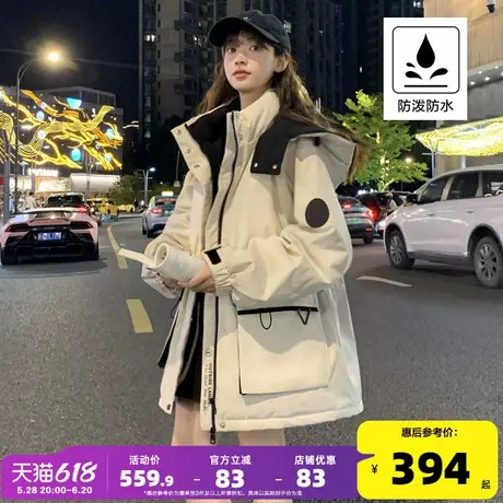 【防水】唐狮新款冬季女羽绒服小个子中长款工装外套派克服图片