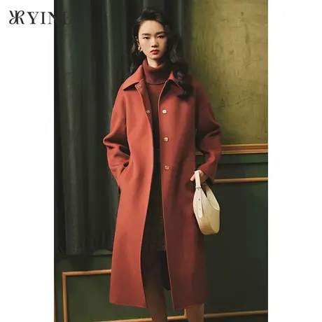 YINER音儿女装冬季新款羊毛含羊绒双面呢大衣图片