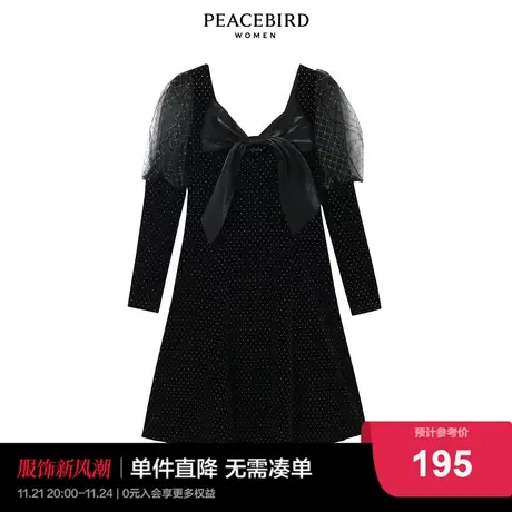 太平鸟时尚2022春季新款节日感丝绒连衣裙A5FAC1A85图片