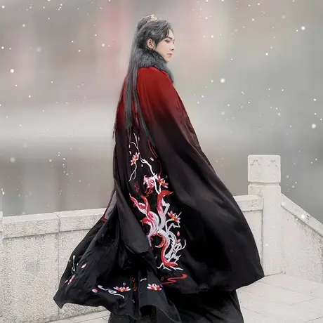 如梦霓裳汉服女斗篷涂山九尾灵狐加绒加厚春季装中长款百搭现货图片