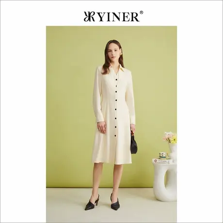 【博主同款】YINER音儿专选春季海鸥领假两件衬衫连衣裙图片