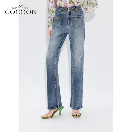 MISSCOCOON【繁花之境】24春新款渐变水洗微喇修身显瘦通勤牛仔裤图片