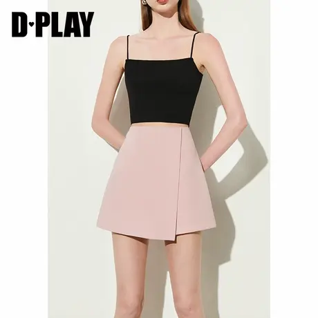 DPLAY夏季气质通勤粉色高腰收腰A字短款短裤女裙裤西装裤图片