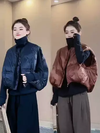 日系复古羽绒马甲女外穿秋冬白鸭绒休闲宽松短款保暖背心无袖外套图片