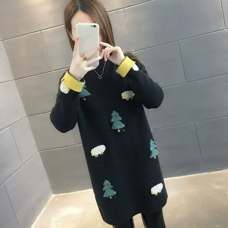 毛衣2024年新款女装春秋季女士春装春款圣诞毛衣宽松打底衫中长款图片