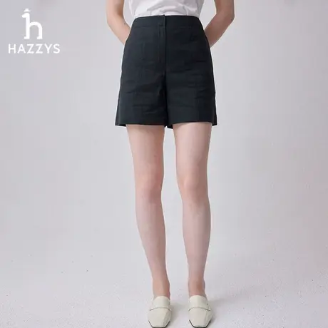 【商场同款】Hazzys哈吉斯纯色休闲短裤女士2024年夏季新款裤子图片