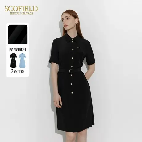 【醋酸】Scofield女装松弛感蓝色衬衫连衣裙长裙夏季裙子图片