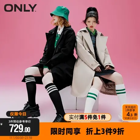 ONLY秋冬大口袋90绒中长款收腰风衣羽绒服女|122412003图片