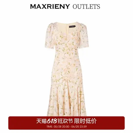【奥莱】MAXRIENY春日浪漫碎花茶歇裙荷叶边印花连衣裙图片
