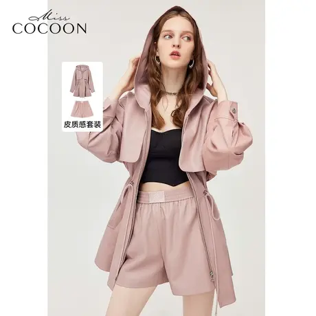 MISSCOCOON高腰PU皮短裤女24春装新款运动五分休闲裤图片