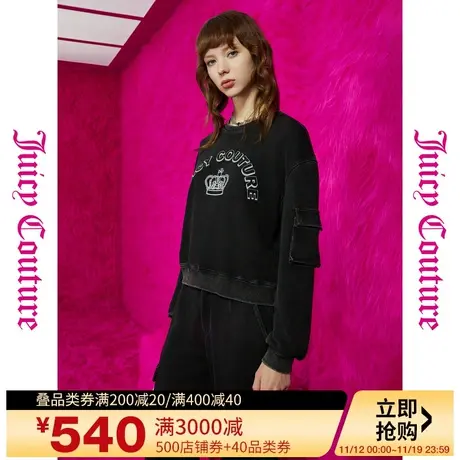 Juicy Couture橘滋秋季装女2023年新款美式复古logo刺绣水洗卫衣图片