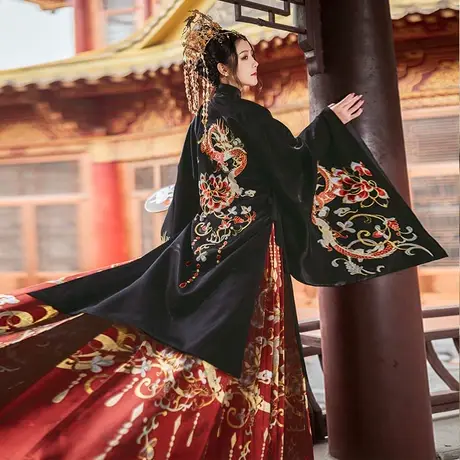 【如梦霓裳丨龙傲天】明制汉服女装春秋袄裙立领长袄织金马面裙图片