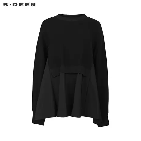 sdeer圣迪奥女装罗纹圆领不规则宽松针织衫S234Z3549图片