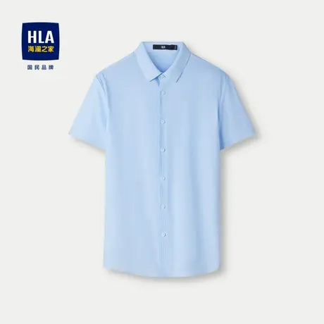 HLA/海澜之家尖领短袖针织衬衫2024春夏新款时尚条纹凉感衬衣男图片