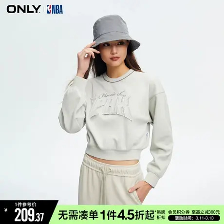 ONLY冬季NBA联名款潮酷刺绣短款圆领卫衣女|12339S031图片
