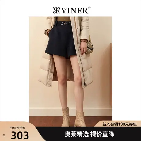 YINER音儿女装冬季新款高腰阔腿短裤休闲裤图片