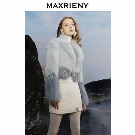 【奥莱】MAXRIENY精致优雅复古感华丽钉珠半裙气质感裙子图片