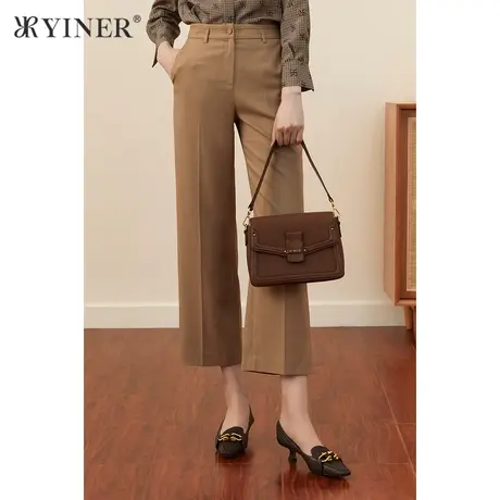 YINER音儿女装秋季通勤弹力直筒休闲裤图片