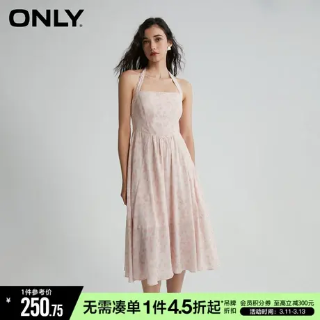 ONLY秋季气质碎花无袖长款A字吊带连衣裙女|123207131图片