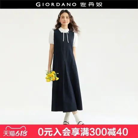 设计师款佐丹奴无袖裙子女夏季洗水破骨牛仔背心连衣裙18465516图片
