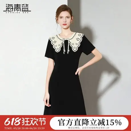 海青蓝 连衣裙女2025新款夏女装气质高级娃娃领海边出游度假裙子图片