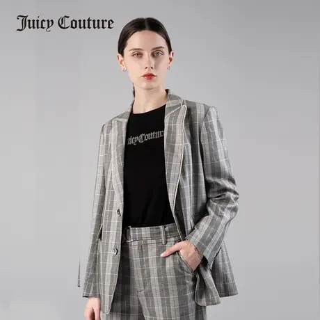 Juicy Couture橘滋春季新款美式羊毛格纹时尚轻商务西装外套女图片