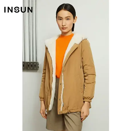 INSUN恩裳奥莱冬季两穿连帽水貂皮草图片
