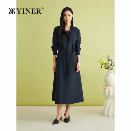 YINER音儿春季法式轻薄小A字收腰知性连衣裙图片