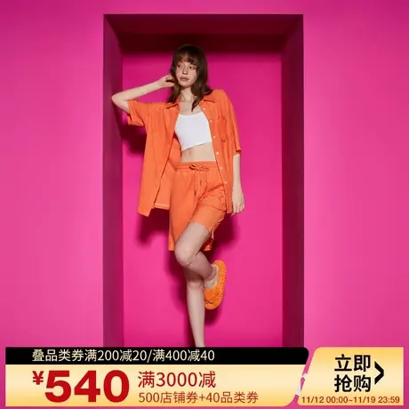 Juicy Couture橘滋23新款“橙”心如意绣花女休闲短裤图片