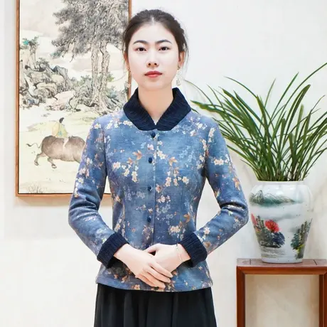 筠雅唐装女中国风改良旗袍上衣春季新款长袖复古休闲外套中式女装图片