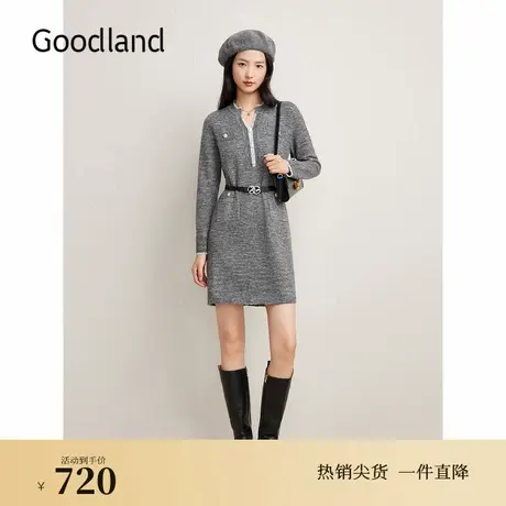 【格雷系】Goodland美地2024冬季新款直筒h型针织连衣裙图片