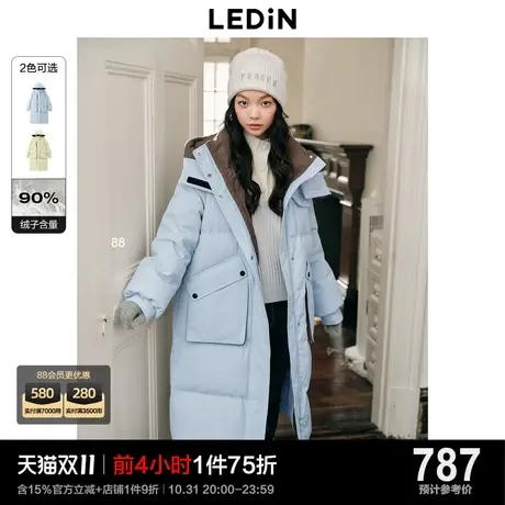 乐町长款三防少女工装风羽绒外套23年冬季新款马卡龙色加厚羽绒服图片