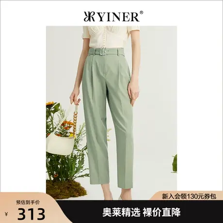 YINER音儿专柜女装2022夏季新款高腰休闲裤薄款直筒裤图片