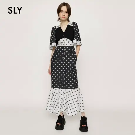 【慧姐专享】SLY 复古少女花卉图案喇叭袖连衣裙女030GSZ33-4210图片