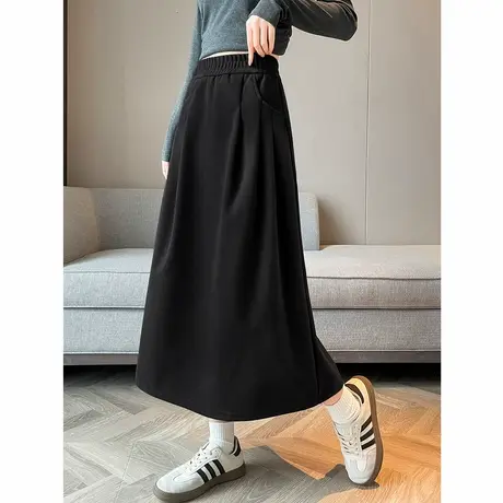 唐狮2025新款女半身裙秋冬厚款a字中长裙zy图片
