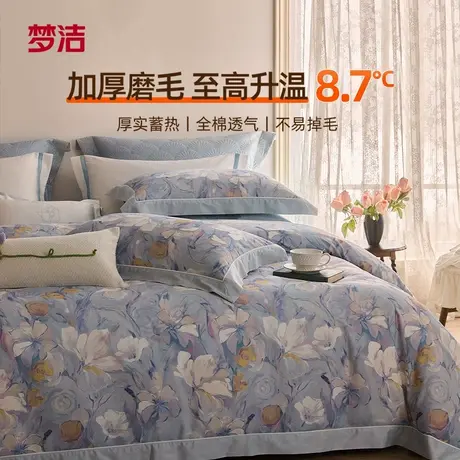 【交个朋友】梦洁双面磨毛四件套纯棉保暖套件秋冬季床单被套加厚商品大图