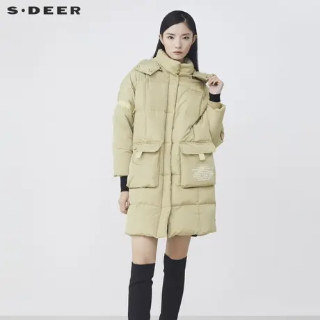 【直播间专属】sdeer圣迪奥高领连帽撞色字母款羽绒服S214Z2403商品大图