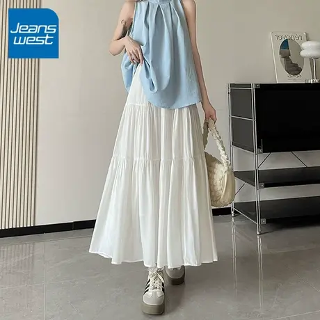KV真维斯白色半身裙女2025新款夏季高腰遮肉显瘦时尚小个子蛋糕裙图片
