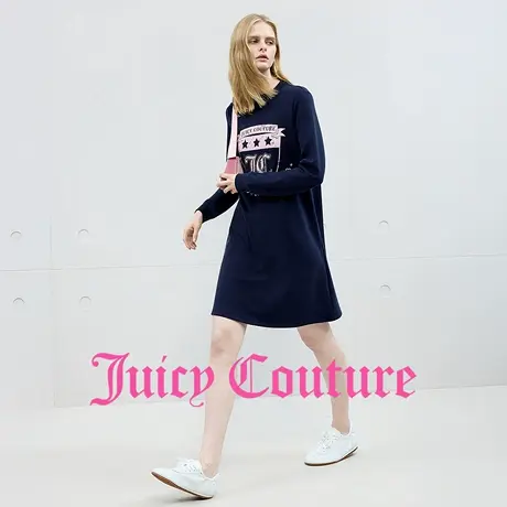 Juicy Couture橘滋连衣裙女2025年秋季新款休闲印花长袖T恤中长裙图片