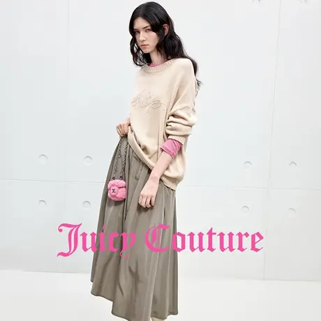 Juicy Couture橘滋半身裙女2025年秋季新款高级光泽感A摆中长裙图片
