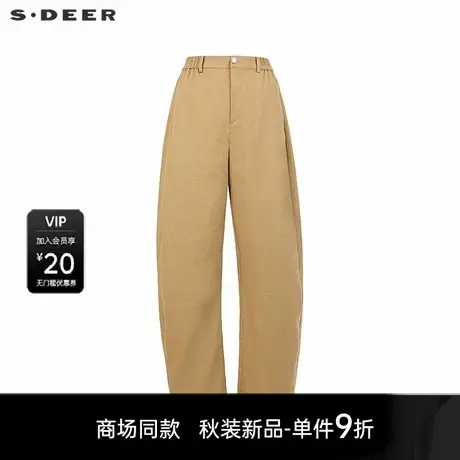 【商场同款】sdeer圣迪奥女松紧拼接插袋弯刀裤休闲裤S25380808商品大图