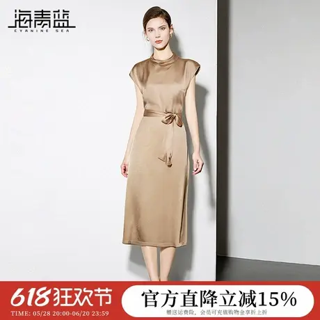 海青蓝 无袖裙子夏装女装2025新款时尚气质中长款高级连衣裙女图片