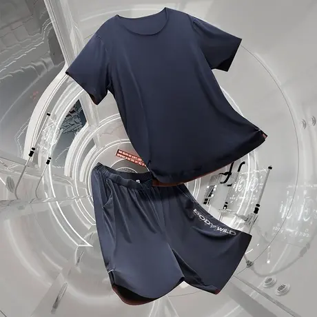 爱慕宝迪棉莫代尔睡衣男夏季薄款睡眠家居服男士圆领短袖短裤套装图片