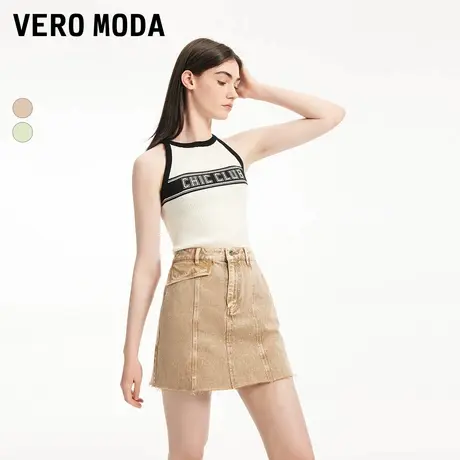 Vero Moda奥莱半身裙夏季新款高街潮流纯棉高腰A摆牛仔裙短裙流行图片