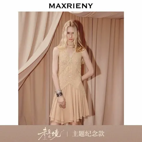 【艺术系流浪】MAXRIENY法式复古v领无袖连衣裙25秋款宴会千金裙图片