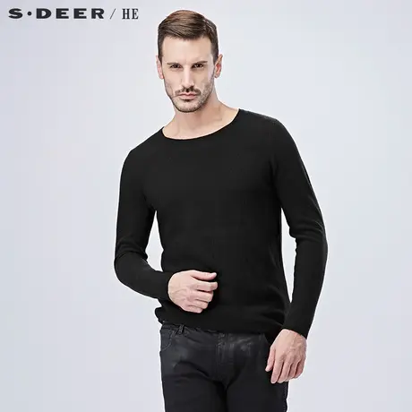 sdeerhe圣迪奥男装简约舒适休闲基础款纯色羊毛针织衫H15373518图片