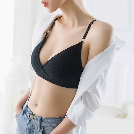 三角杯抹胸细肩带裹胸内衣女美背性感平胸少女打底内搭无钢圈文胸图片